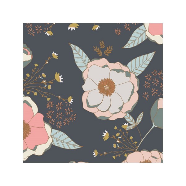 Tissu coton imprimé fleurs roses et menthe collection Sparkler by Art Gallery Fabrics .x1m - Photo n°1