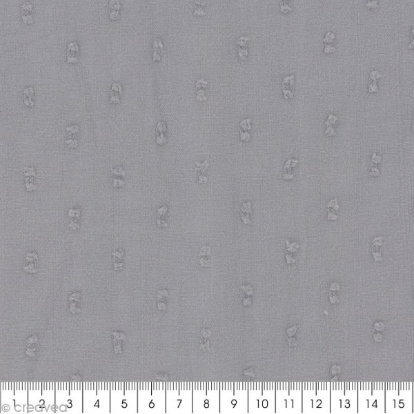 Tissu Plumetis - 100% Coton - Gris - Par 10 cm (sur mesure) - Photo n°2