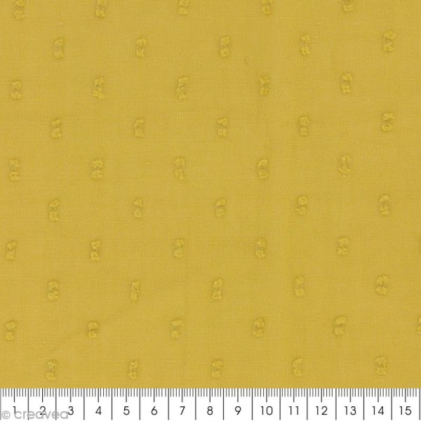 Tissu Plumetis - 100% Coton - Jaune banane - Par 10 cm (sur mesure) - Photo n°2
