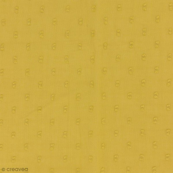 Tissu Plumetis - 100% Coton - Jaune banane - Par 10 cm (sur mesure) - Photo n°1