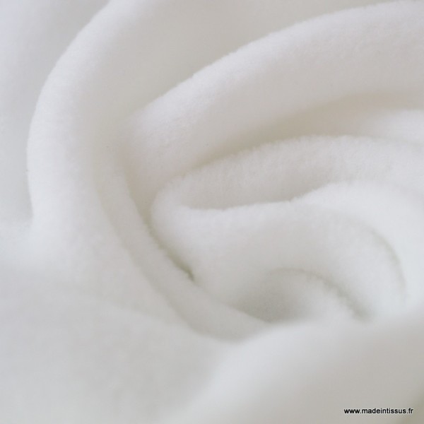Tissu Micro polaire Blanc - Oeko tex - Photo n°1