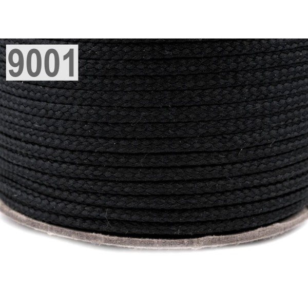 100m 9001 Noir Polyester Cordon de Pes Ø4mm, de la Cire de la Chaîne, Cordon de Perles, Cordon Poly, - Photo n°1