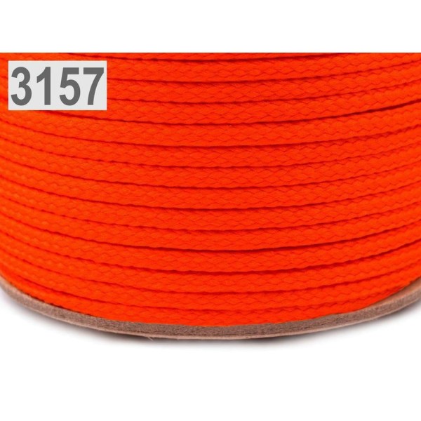 100m 3157 Orange Réfléchissant Néon Polyester Cordon de Pes Ø4mm, Cordon de Perles, Cordon Poly, Cor - Photo n°1