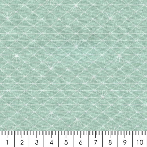 Tissu Triangle - Vert glacé - Percale de coton - Par 10 cm (sur mesure) - Photo n°2