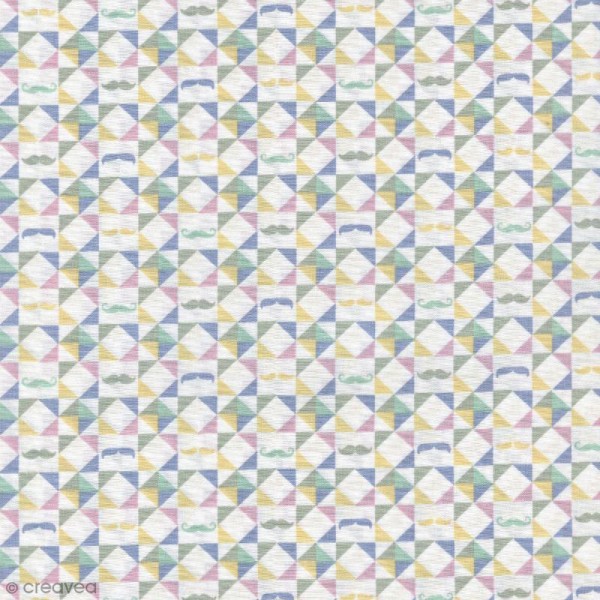 Tissu Kaléidoscope scandinave - Multicolore - Percale de coton - Par 10 cm (sur mesure) - Photo n°1