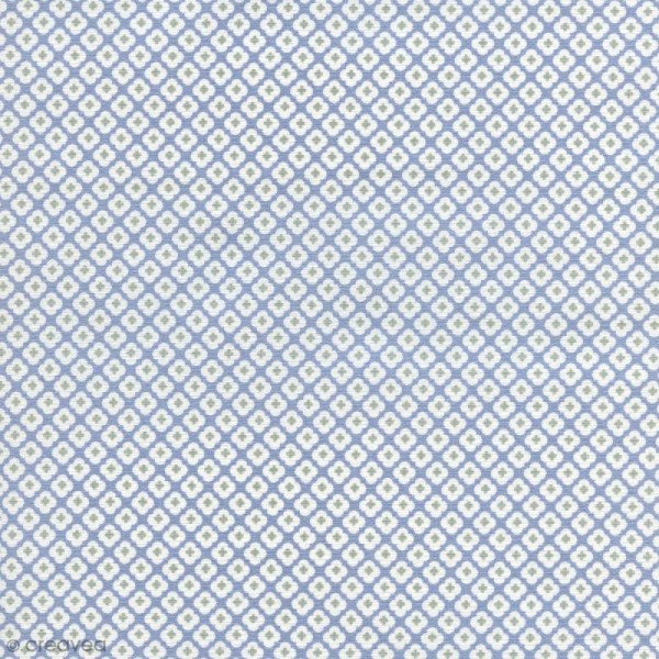 Tissu Tormentille - Bleu glacé - Coton enduit - Par 10 cm (sur mesure) - Photo n°1