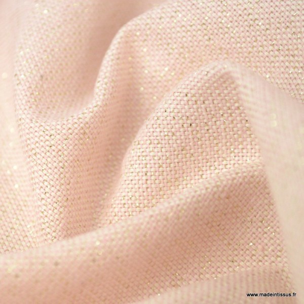 Tissu toile Polycoton Cubex Rose Nude Lurex - Photo n°3