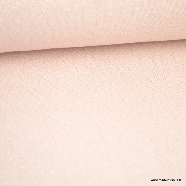Tissu toile Polycoton Cubex Rose Nude Lurex - Photo n°1