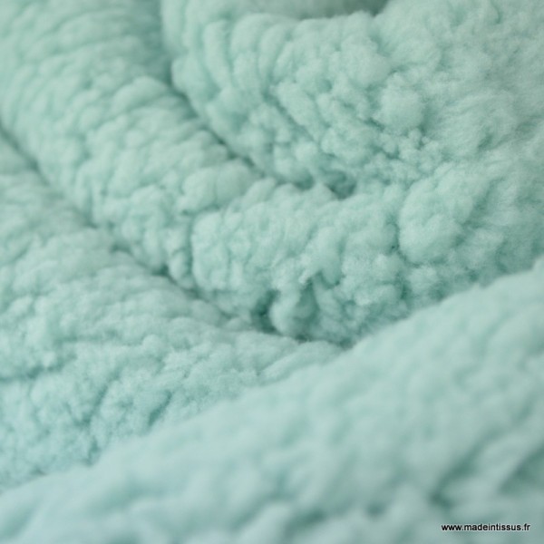 Tissu Fausse Fourrure maille SHERPA Menthe - Photo n°3