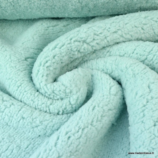 Tissu Fausse Fourrure maille SHERPA Menthe - Photo n°1