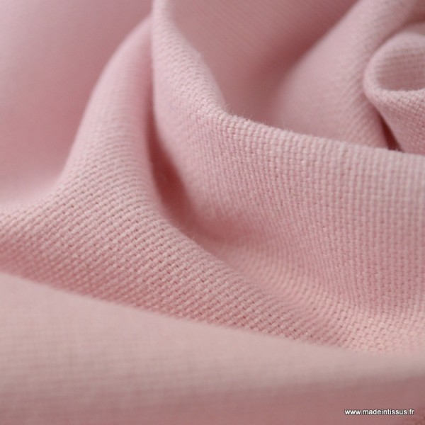 Tissu toile de coton demi natté gratté vintage Rose - Photo n°3