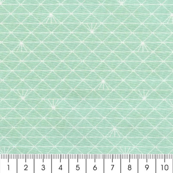 Tissu Triangle - Vert glacé - Coton enduit - Par 10 cm (sur mesure) - Photo n°2