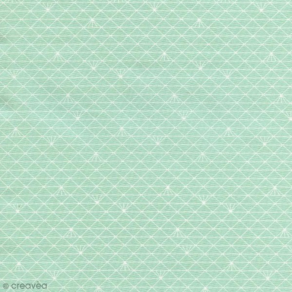 Tissu Triangle - Vert glacé - Coton enduit - Par 10 cm (sur mesure) - Photo n°1
