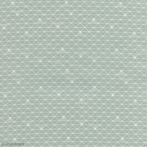 Tissu Triangle - Gris glacé - Coton enduit - Par 10 cm (sur mesure) - Photo n°1