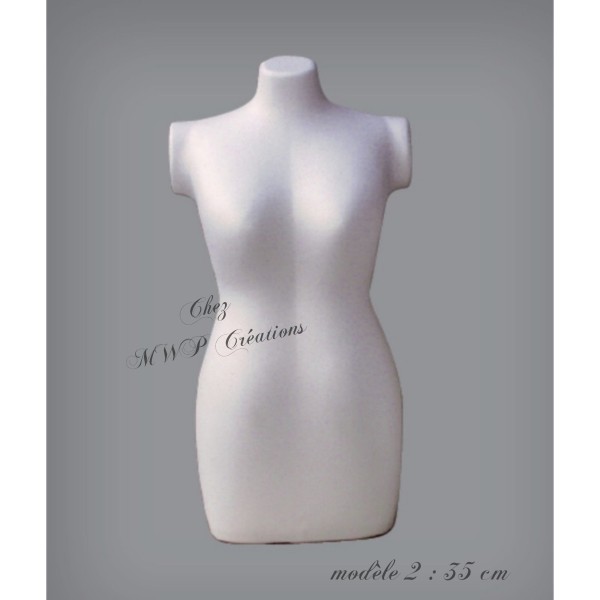 Buste Silhouette Femme En Polystyrène Blanc 35Cm - Photo n°1