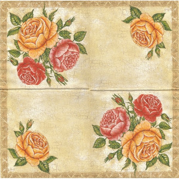 4 Serviettes en papier Vieilles Roses Format Lunch Collage Decopatch SLOG-013801 Pol-Mak - Photo n°1