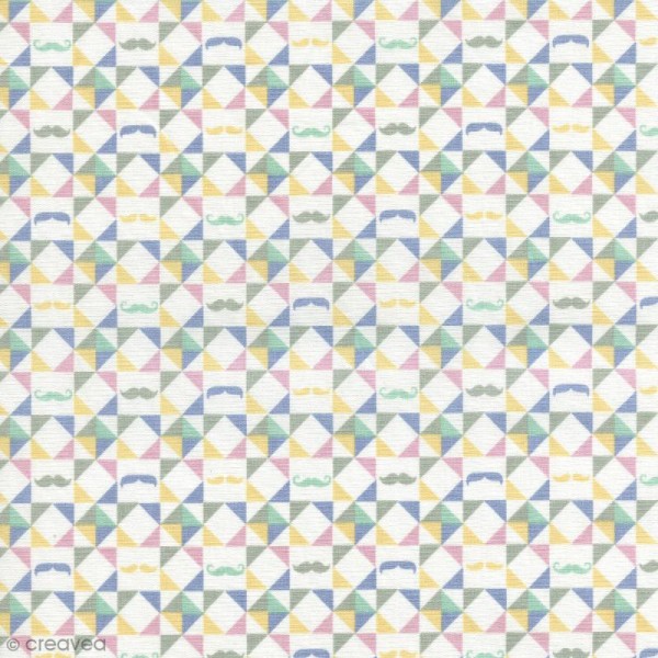 Tissu Kaléidoscope scandinave - Multicolore - Coton enduit - Par 10 cm (sur mesure) - Photo n°1