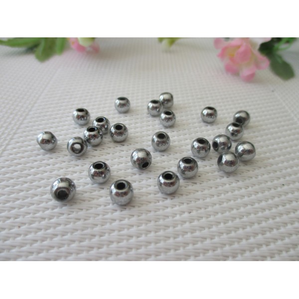Perles hématites argentées 5/6 mm x 27 - Photo n°1