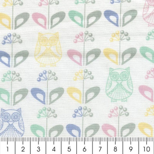 Tissu Mme Hibou au jardin - Multicolore - Coton enduit - Par 10 cm (sur mesure) - Photo n°2