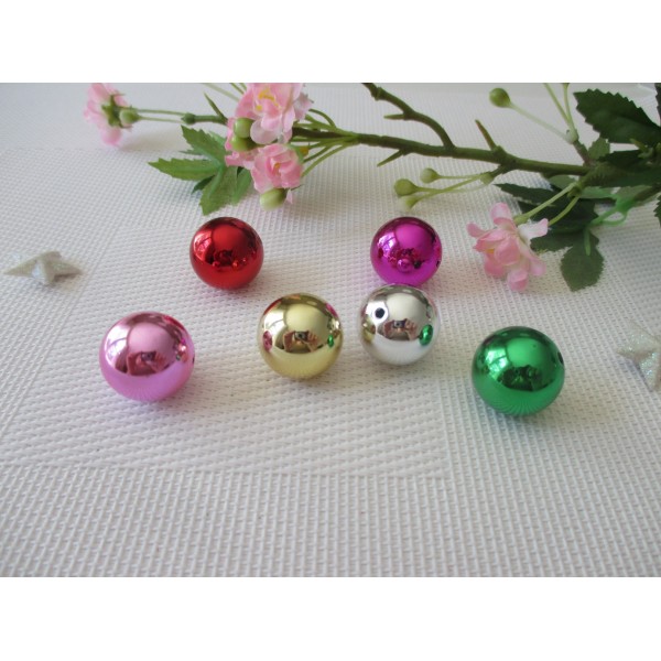 Perles acrylique rondes 20 mm multicolore x 6 - Photo n°1