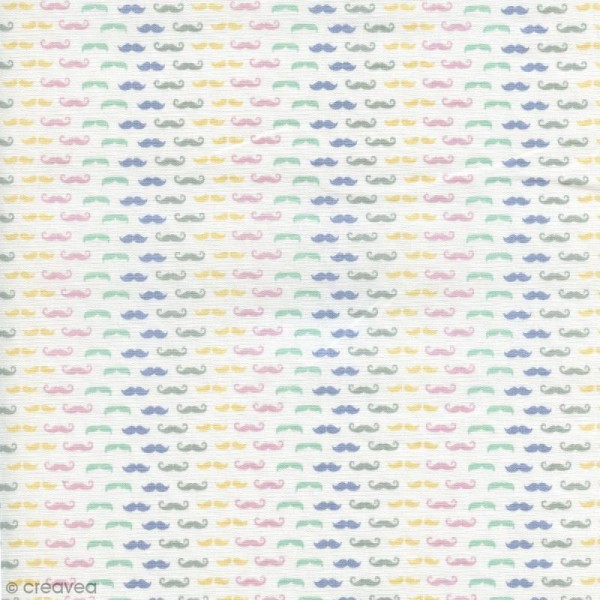 Tissu Moustaches de M. Hibou - Multicolore - Coton enduit - Par 10 cm (sur mesure) - Photo n°1