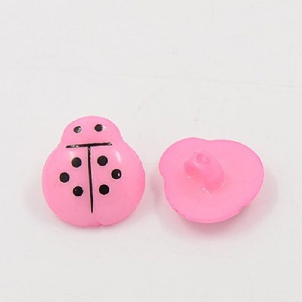 Boutons acrylique coccinelle rose x 10 - Photo n°1
