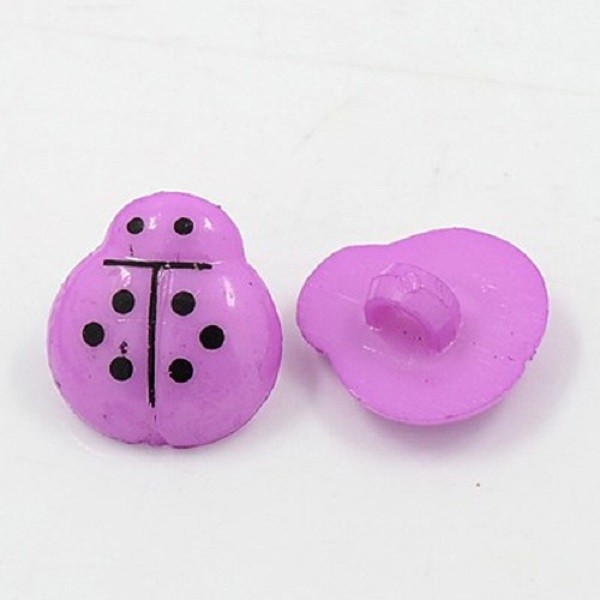 Boutons acrylique 15 mm coccinelle violette x 10 - Photo n°1