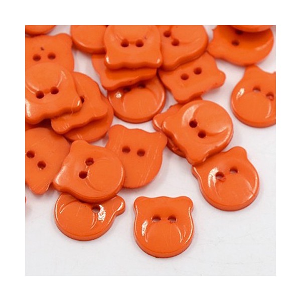 Boutons acrylique 13 mm tête d'ours orange x 10 - Photo n°1