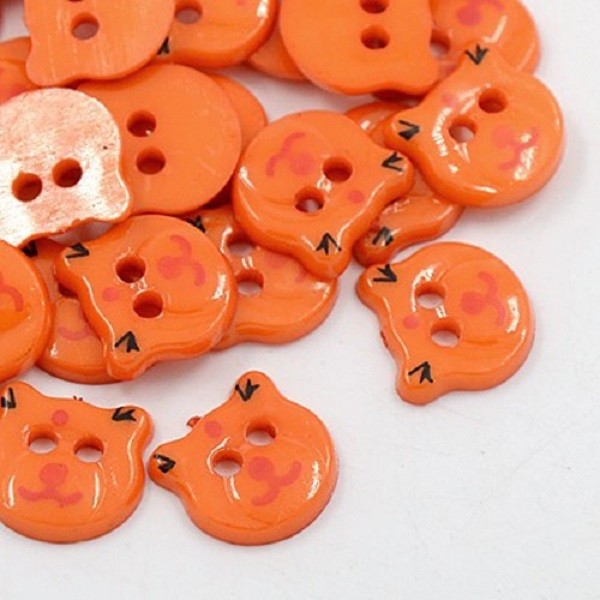 Boutons acrylique tête d'ours orange x 10 - Photo n°1