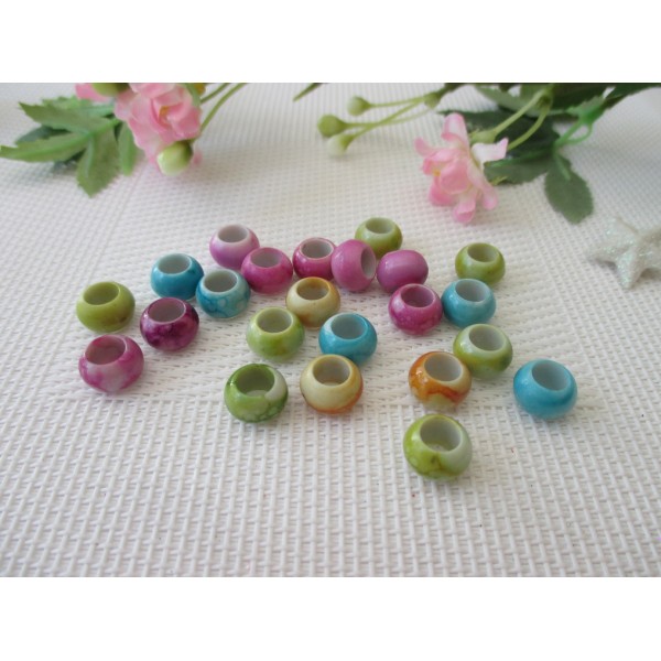 Perles acryliques 10 mm gros trou x 25 - Photo n°1