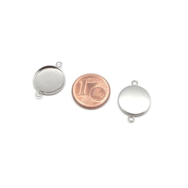 4 Perles Connecteur Pour Cabochon De 12mm En Acier Inoxydable Argenté - Photo n°2