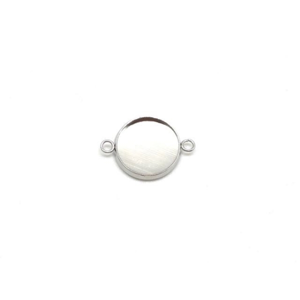 4 Perles Connecteur Pour Cabochon De 12mm En Acier Inoxydable Argenté - Photo n°3