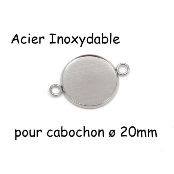 4 Perles Connecteur Pour Cabochon De 20mm En Acier Inoxydable Argenté - Photo n°1
