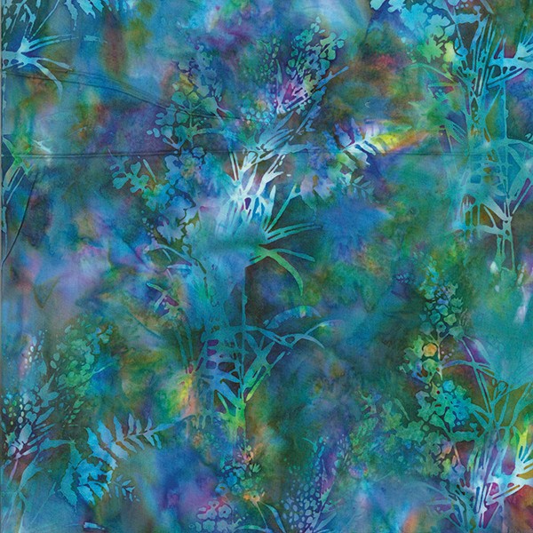 Tissu batik herbes sauvages multicolores Dimensions:par 10 cm - Photo n°1