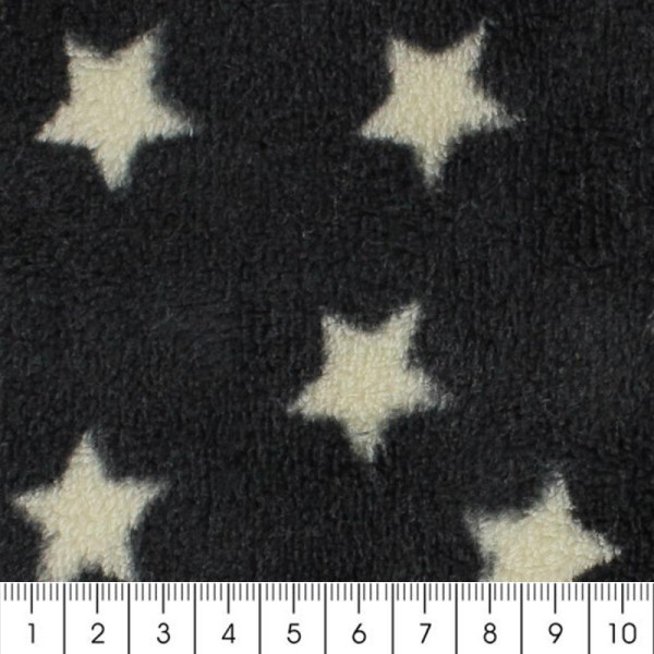 Tissu Doudou - Etoiles - Noir - 100% polyester - Par 10 cm (sur mesure) - Photo n°2