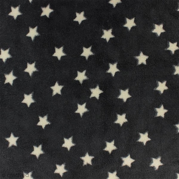 Tissu Doudou - Etoiles - Noir - 100% polyester - Par 10 cm (sur mesure) - Photo n°3