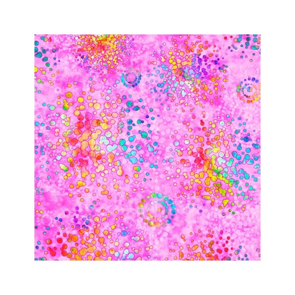 Tissu patchwork éclaboussures multico fond rose - Radiance Dimensions:par 10 cm - Photo n°1