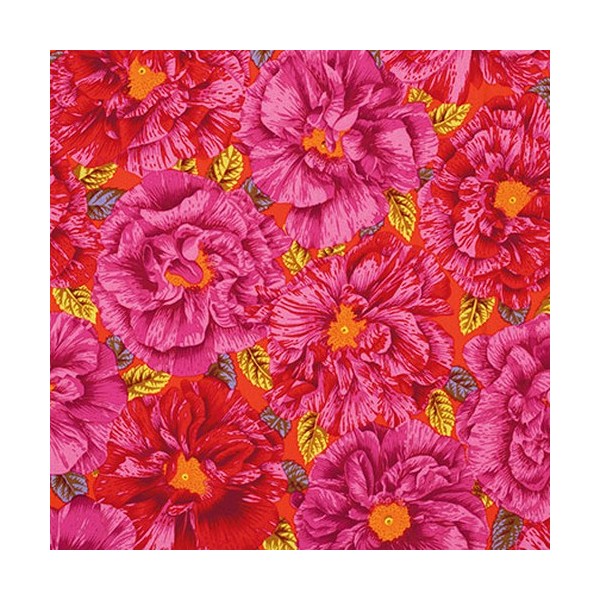 Tissu Philip Jacobs fleurs rouges Bouffant PJ018 Dimensions:par 10 cm - Photo n°1
