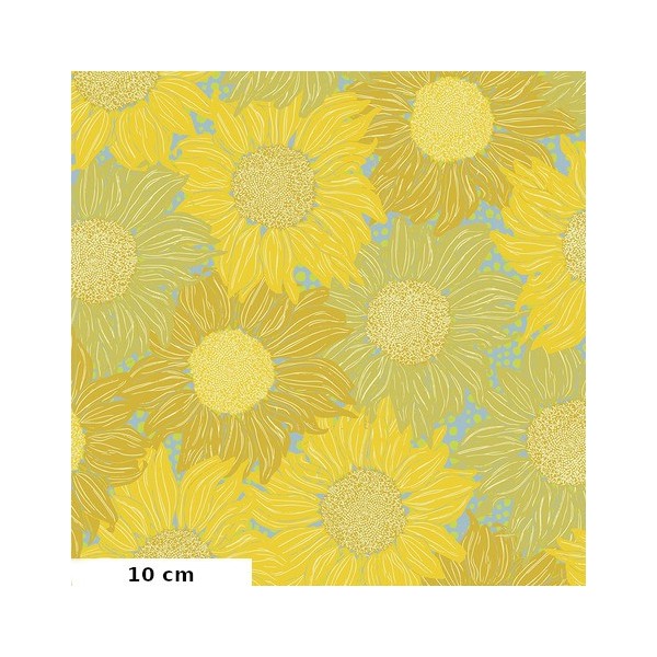 Tissu patchwork tournesols jaunes - Murmur de Valori Wells Dimensions:par 10 cm - Photo n°1