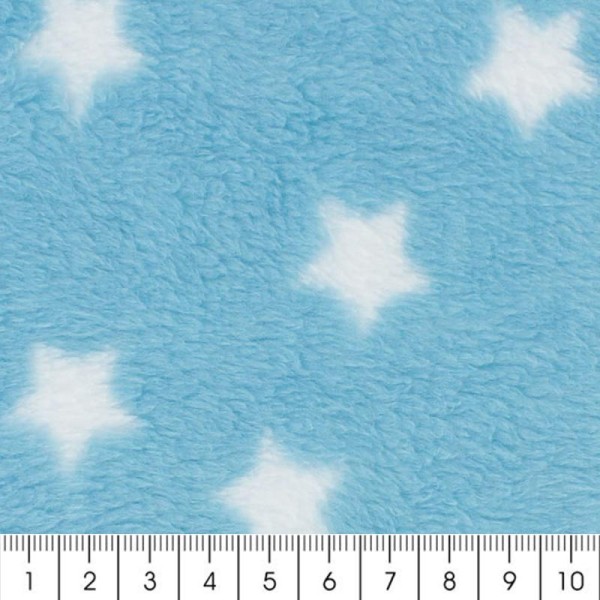 Tissu Doudou - Etoiles - Bleu - 100% polyester - Par 10 cm (sur mesure) - Photo n°2