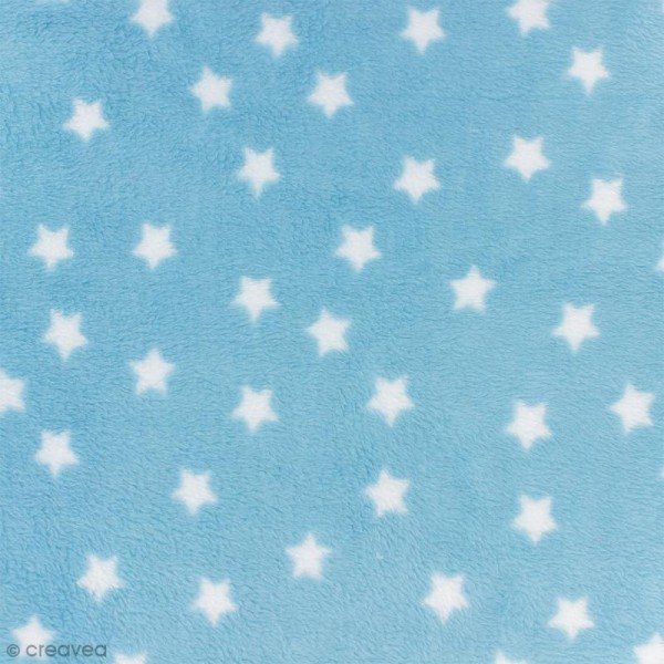 Tissu Doudou - Etoiles - Bleu - 100% polyester - Par 10 cm (sur mesure) - Photo n°3