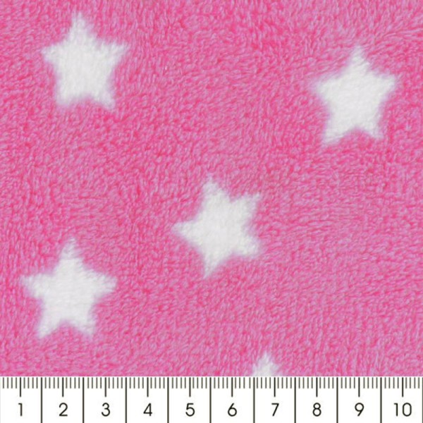 Tissu Doudou - Etoiles - Rose - 100% polyester - Par 10 cm (sur mesure) - Photo n°2