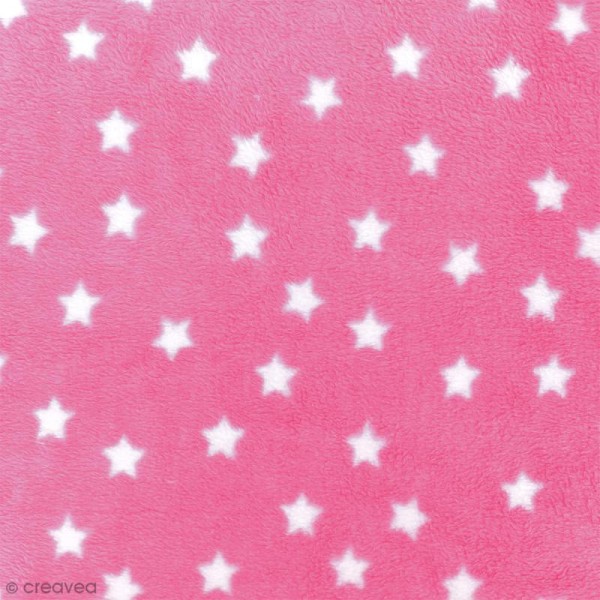 Tissu Doudou - Etoiles - Rose - 100% polyester - Par 10 cm (sur mesure) - Photo n°3