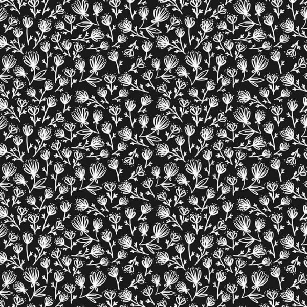 Tissu patchwork fleurs blanches fond noir - Juniper Dimensions:par 10 cm - Photo n°1