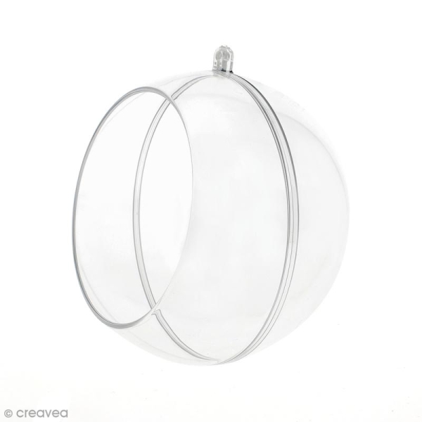 Boule ouverte en plastique transparent - 12 cm - Photo n°1