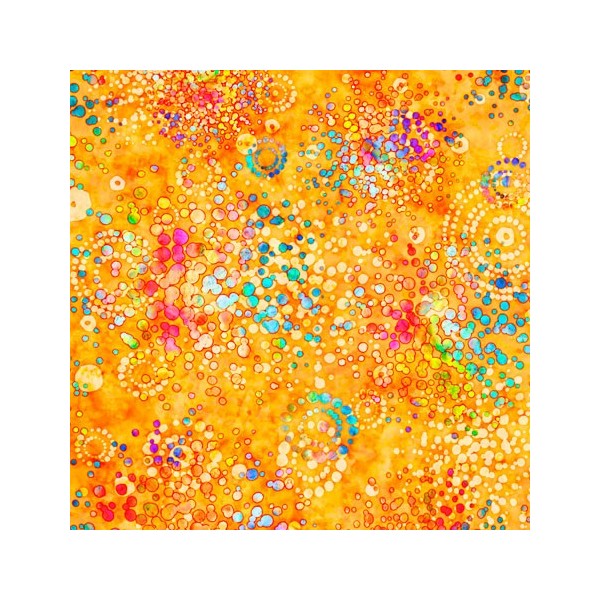 Tissu patchwork éclaboussures multico fond orange - Radiance Dimensions:par 10 cm - Photo n°1