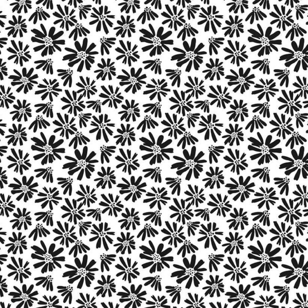 Tissu patchwork marguerites noires fond blanc - Juniper Dimensions:par 10 cm - Photo n°1