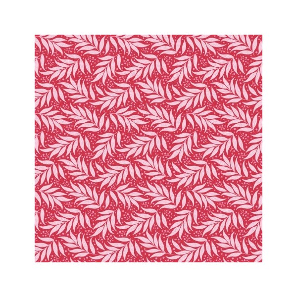 Tissu Tilda Berry Leaf Red fond rouge - Cottage Dimensions:par 10 cm - Photo n°1