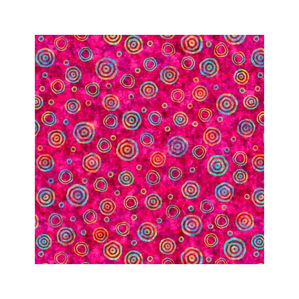 Tissu patchwork bulles fond rose fuchsia - Rhythm Dimensions:par 10 cm - Photo n°1