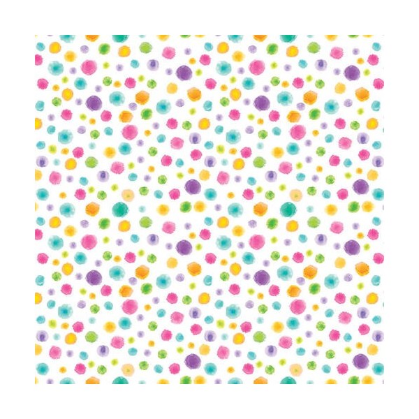 Tissu patchwork pois multico fond blanc  - By Golly, Get Jolly ! Dimensions:par 10 cm - Photo n°1